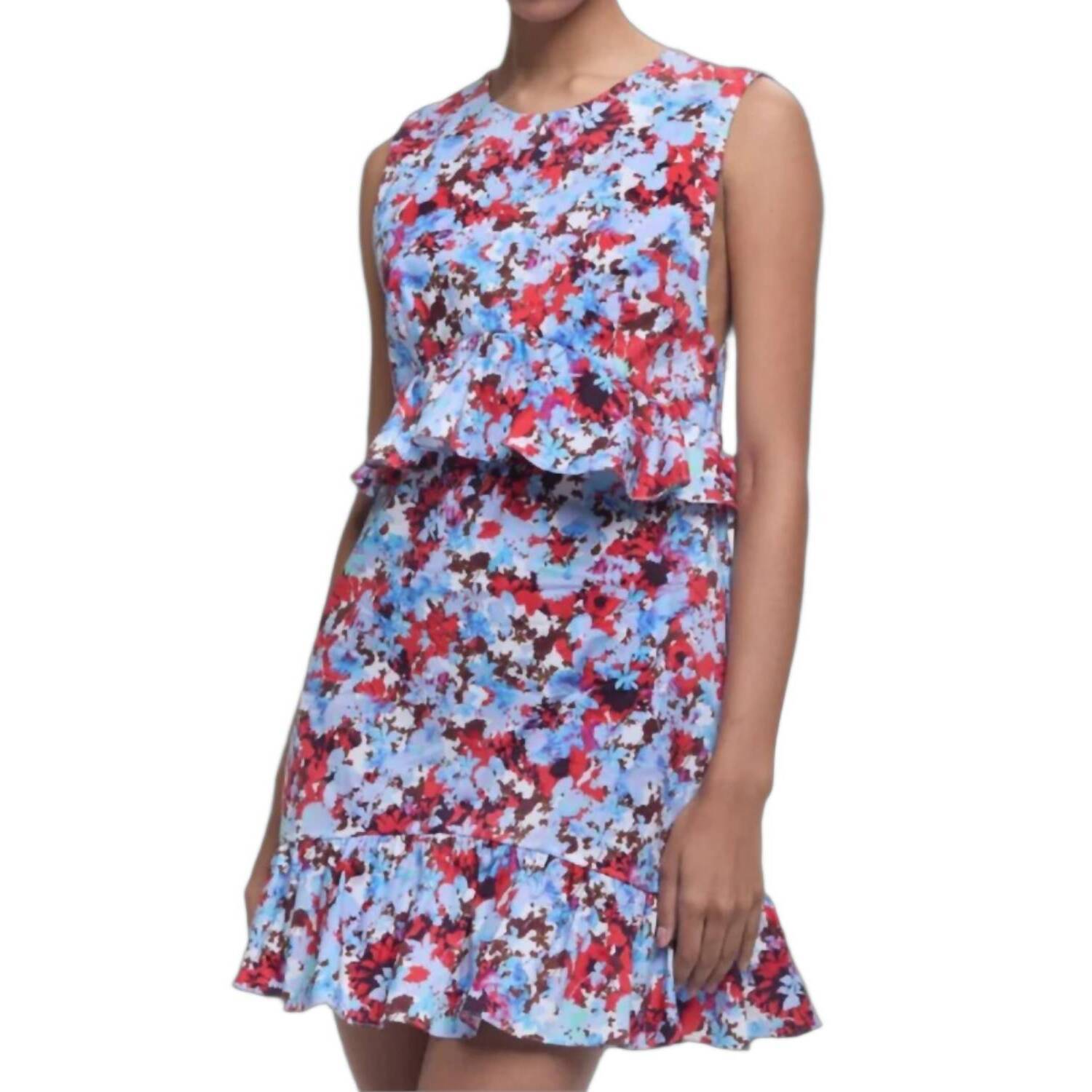 New Kika Vargas Paige Mini Dress In Blue Garden Poplin